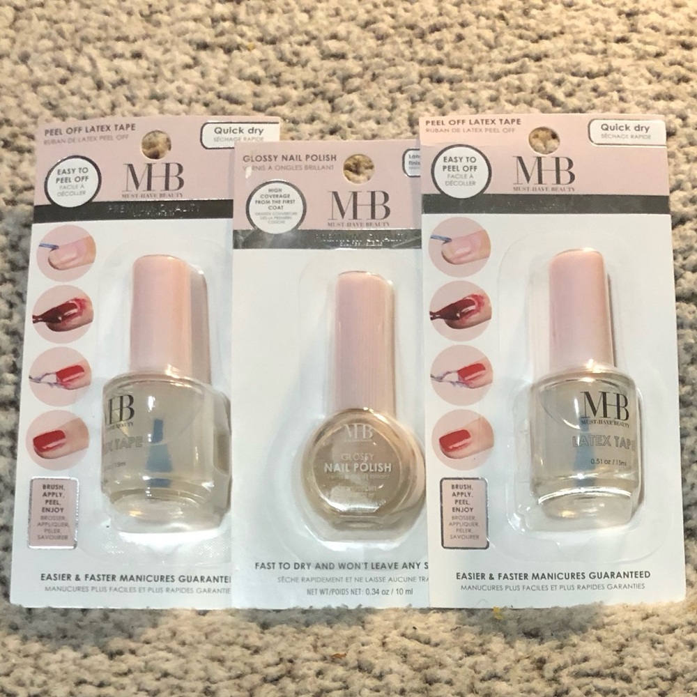 Must Have Beauty Latex and Glossy Nude Pink Nail Polish Trio